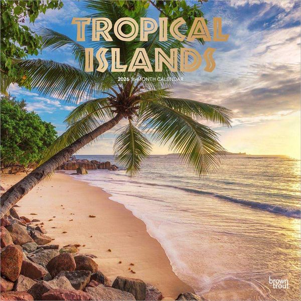 Produktbild: Tropical Islands 2026 12 X 24 Inch (Hanging) Monthly Square Wall Calendar Foil Stamped Cover Plastic-Free