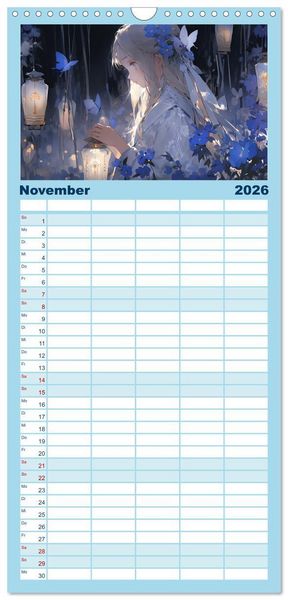 Produktbild: Familienplaner 2026 - Der M&auml;dchen-Kalender mit 5 Spalten (Wandkalender, 21 x 45 cm) CALVENDO