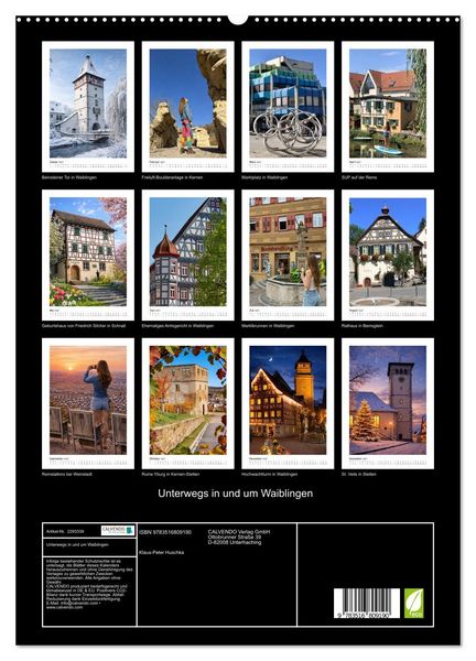 Produktbild: Unterwegs in und um Waiblingen (hochwertiger Premium Wandkalender 2027 DIN A2 hoch), Kunstdruck in Hochglanz