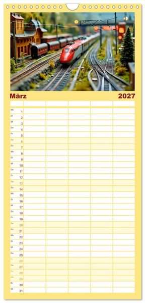 Produktbild: Familienplaner 2027 - Futuristische Modelleisenbahn mit 5 Spalten (Wandkalender, 21 x 45 cm) CALVENDO