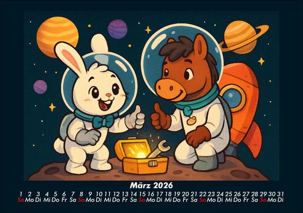 Produktbild: Bouncy & Huf - Im Weltraum 2026 Fotokalender DIN A5