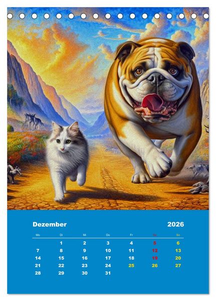 Produktbild: Abenteuer mit Micki und Bullig! (Tischkalender 2026 DIN A5 hoch), CALVENDO Monatskalender