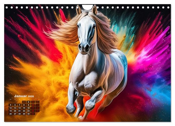 Produktbild: Pferde im Farbenrausch (Wandkalender 2026 DIN A4 quer), CALVENDO Monatskalender