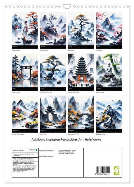 Produktbild: Asiatische Inspiration Fern&ouml;stlicher Art - Helle Werke (Wandkalender 2026 DIN A3 hoch), CALVENDO Monatskalender