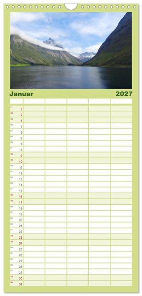 Produktbild: Familienplaner 2027 - Impressionen von Norwegen entlang der Hurtigruten mit 5 Spalten (Wandkalender, 21 x 45 cm) CALVENDO