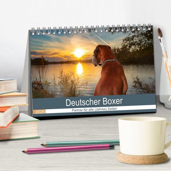 Produktbild: Deutscher Boxer (Tischkalender 2026 DIN A5 quer), CALVENDO Monatskalender