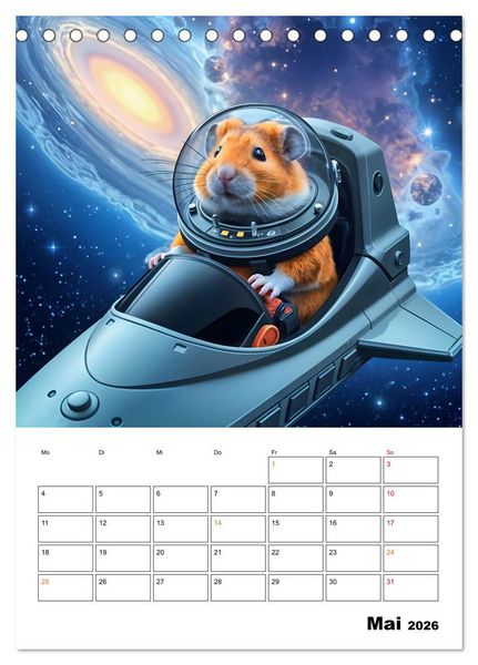 Produktbild: Space Hamster - Mit KI Hamster Astronauten im Weltall (Tischkalender 2026 DIN A5 hoch), CALVENDO Monatskalender