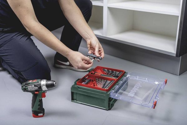 Produktbild: Metabo PowerMaxx BS Basic Set 600080710 Akku-Bohrschrauber 12 V 2 Ah Li-Ion inkl. 2. Akku, inkl. Ladeger&auml;t, b&uuml;rstenlos, inkl. Koffer, mit Zubeh&ouml;r