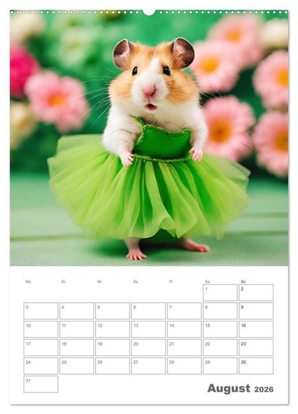 Produktbild: Ballerina Hamster - Eine Sinfonie aus zuckers&uuml;&szlig;e KI Hamstern in T&uuml;ll und Seide (hochwertiger Premium Wandkalender 2026 DIN A2 hoch), Kunstdruck in Hochglanz