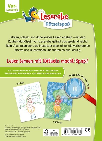 Produktbild: Leserabe Rätselspaß - Zauber-Malrätsel zum Lesenlernen: Feen (Vor-Lesestufe)