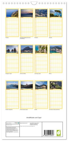 Produktbild: Familienplaner 2026 - Amalfik&uuml;ste und Capri mit 5 Spalten (Wandkalender, 21 x 45 cm) CALVENDO