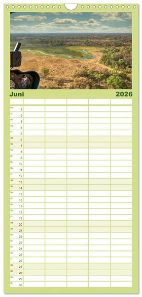 Produktbild: Familienplaner 2026 - Okavango! Atemberaubende Natursch&ouml;nheit im gr&ouml;&szlig;ten Binnendelta der Welt mit 5 Spalten (Wandkalender, 21 x 45 cm) CALVENDO