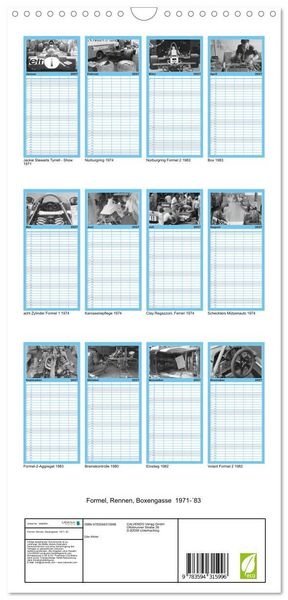 Produktbild: Familienplaner 2027 - Formel, Rennen, Boxengasse 1971-&acute;83 mit 5 Spalten (Wandkalender, 21 x 45 cm) CALVENDO
