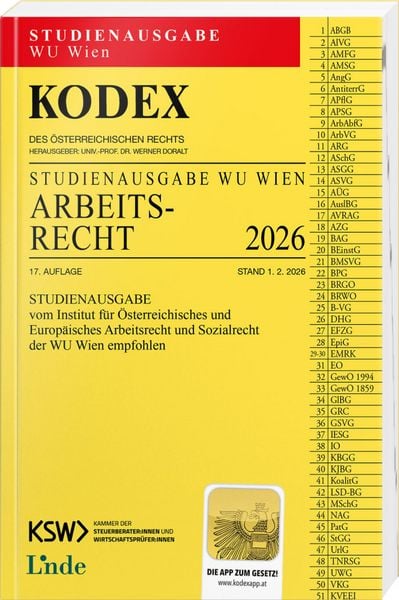 Produktbild: KODEX Studienausgabe Arbeitsrecht WU 2026