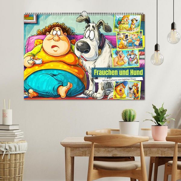 Produktbild: Frauchen und Hund. Witzige Cartoons vom t&auml;glichen Chaos (Wandkalender 2026 DIN A2 quer), CALVENDO Monatskalender