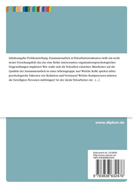 Produktbild: F&uuml;hrung in Telearbeitsstrukturen Kommunikation und Zusammenarbeit im Team