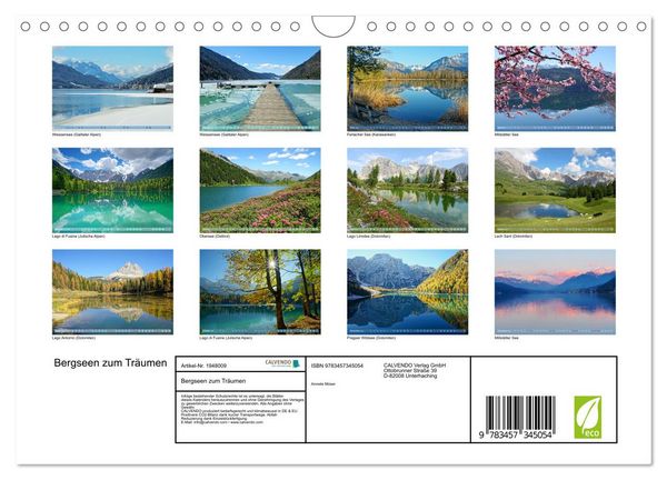 Produktbild: Bergseen zum Tr&auml;umen (Wandkalender 2026 DIN A4 quer), CALVENDO Monatskalender