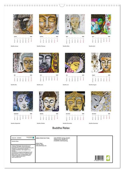 Produktbild: Buddha Relax (Wandkalender 2026 DIN A2 hoch), CALVENDO Monatskalender