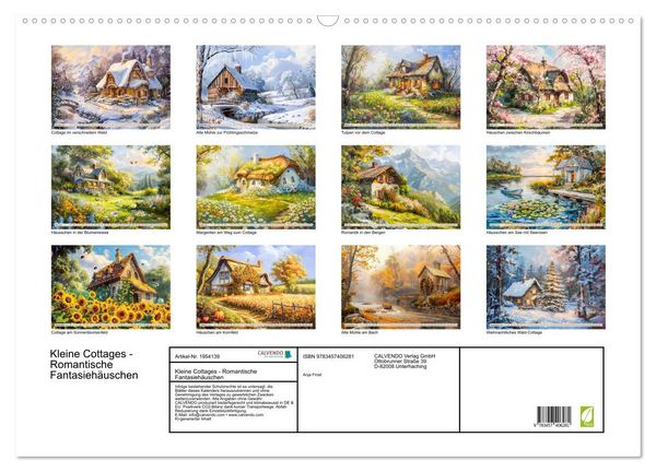 Produktbild: Kleine Cottages - Romantische Fantasieh&auml;uschen (Wandkalender 2026 DIN A2 quer), CALVENDO Monatskalender