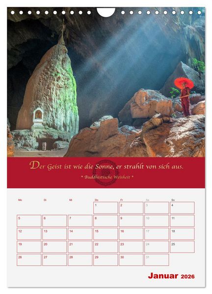 Produktbild: Buddhistische Weisheiten - DER ROTE SCHIRM (Wandkalender 2026 DIN A4 hoch), CALVENDO Monatskalender