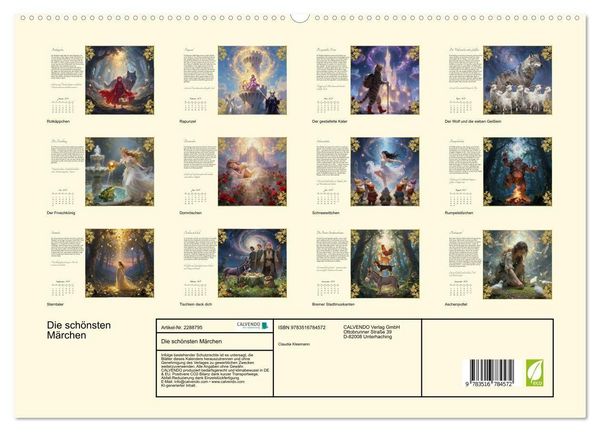 Produktbild: Die sch&ouml;nsten M&auml;rchen (hochwertiger Premium Wandkalender 2027 DIN A2 quer), Kunstdruck in Hochglanz