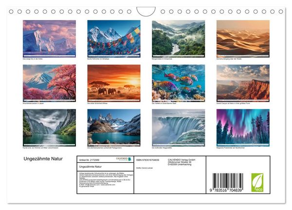 Produktbild: Ungez&auml;hmte Natur (Wandkalender 2026 DIN A4 quer), CALVENDO Monatskalender