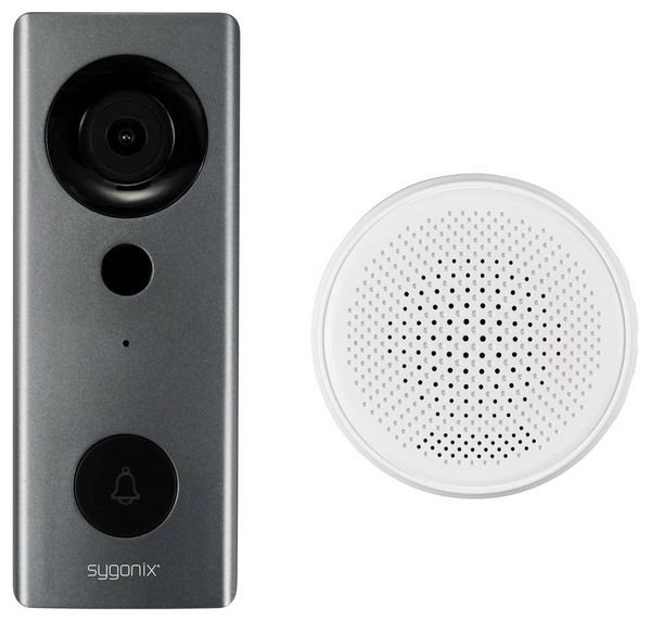Produktbild: Sygonix IP-Video-T&uuml;rsprechanlage WLAN, Funk Grau, Wei&szlig;