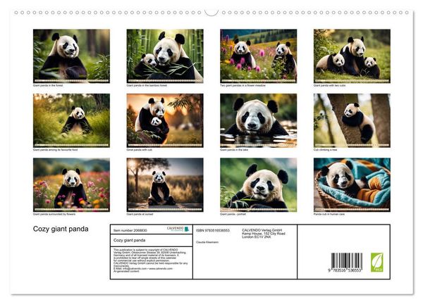 Produktbild: Cozy giant panda (High Quality Premium Wall Calendar 2026 DIN A2 landscape),CALVENDO 12 Month Wall Calendar