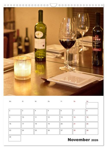 Produktbild: Weinkalender - f&uuml;r Kenner und Genie&szlig;er (Wandkalender 2026 DIN A3 hoch), CALVENDO Monatskalender