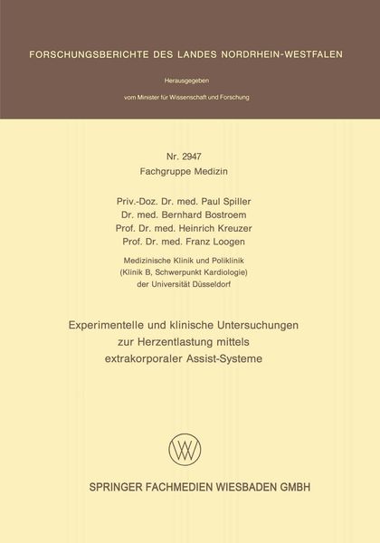 Produktbild: Experimentelle und klinische Untersuchungen zur Herzentlastung mittels extrakorporaler Assistsysteme