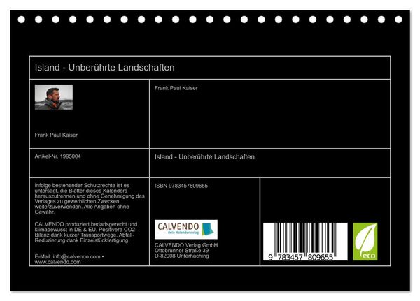 Produktbild: Island - Unber&uuml;hrte Landschaften (Tischkalender 2026 DIN A5 quer), CALVENDO Monatskalender
