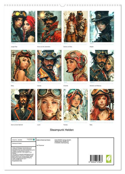 Produktbild: Steampunk Helden (hochwertiger Premium Wandkalender 2026 DIN A2 hoch), Kunstdruck in Hochglanz