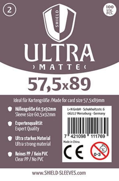 Shield Ultra Matte 2: Kartenhüllen für Karten bis 57,5 × 89 mm