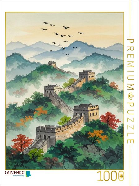 Produktbild: CALVENDO Puzzle Chinesische Mauer - Harmonie im Nebel | 1000 Teile Lege-Gr&ouml;&szlig;e 64x48cm Foto-Puzzle f&uuml;r gl&uuml;ckliche Stunden