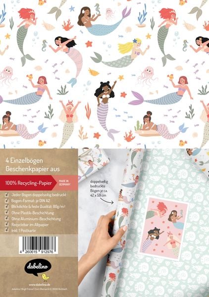 Geschenkpapier-Set für Kinder: Meerjungfrau und Muscheln, Sonstige von , Dabelino, 4260615912976