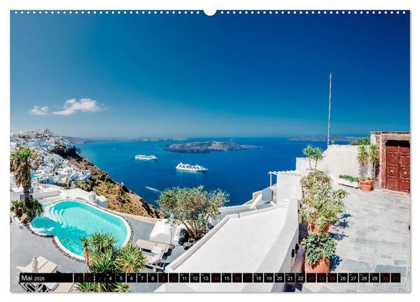 Produktbild: Santorini - Perle in der &Auml;gais (Wandkalender 2026 DIN A2 quer), CALVENDO Monatskalender