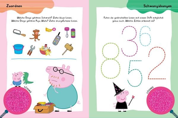 Produktbild: Peppa Pig Mein Lernspielbuch mit L&ouml;selupe. Mit wutzig viel Spa&szlig; durch die Vorschulzeit