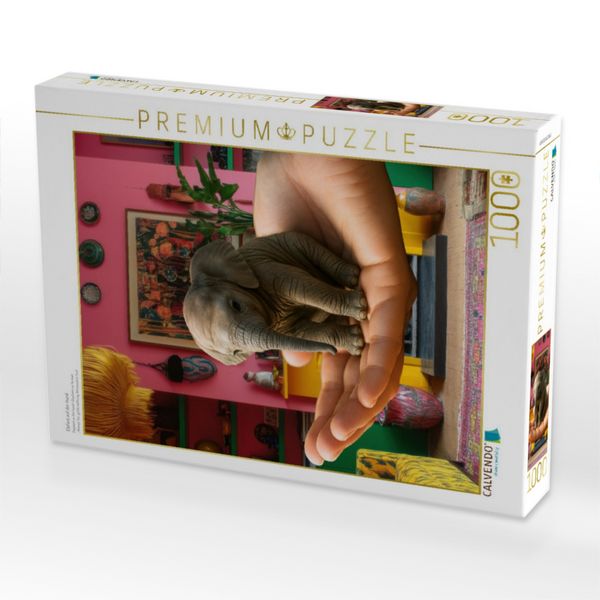 Produktbild: CALVENDO Puzzle Elefant auf der Hand | 1000 Teile Lege-Gr&ouml;&szlig;e 64x48cm Foto-Puzzle f&uuml;r gl&uuml;ckliche Stunden