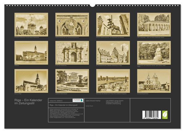 Produktbild: Riga &ndash; Ein Kalender im Zeitungsstil (hochwertiger Premium Wandkalender 2026 DIN A2 quer), Kunstdruck in Hochglanz