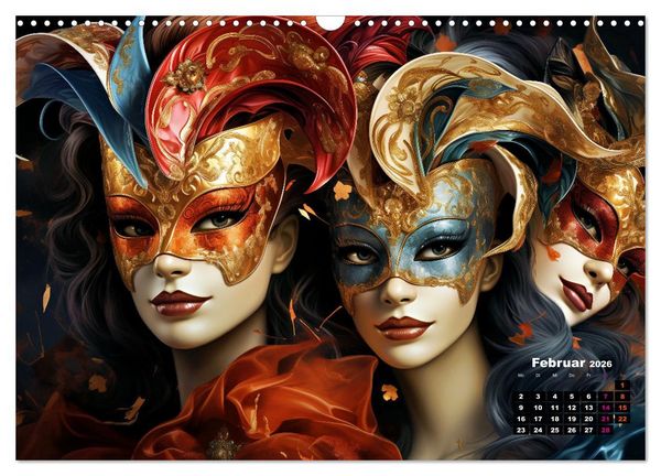 Produktbild: MASKEN - poetisch und vertr&auml;umt (Wandkalender 2026 DIN A3 quer), CALVENDO Monatskalender