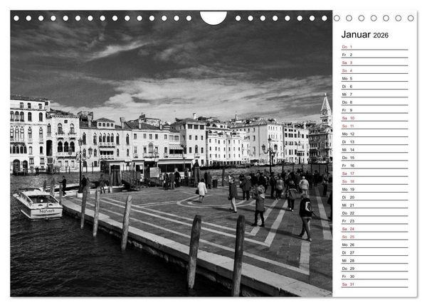 Produktbild: Venedig schwarz-wei&szlig; (Wandkalender 2026 DIN A4 quer), CALVENDO Monatskalender