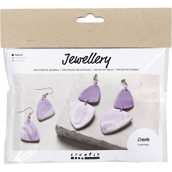 Produktbild: Creativ Company Mini Kreativ Set Schmuck, Marmorierte Ohrringe, Helllila