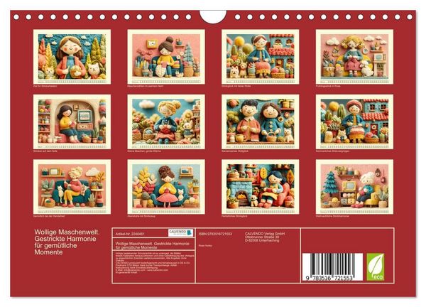 Produktbild: Wollige Maschenwelt. Gestrickte Harmonie f&uuml;r gem&uuml;tliche Momente (Wandkalender 2026 DIN A4 quer), CALVENDO Monatskalender