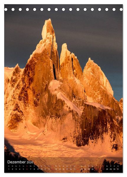 Produktbild: Magische Berge Patagoniens: Cerro Torre (Tischkalender 2026 DIN A5 hoch), CALVENDO Monatskalender