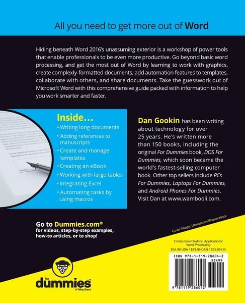 Produktbild: Word 2016 For Professionals For Dummies