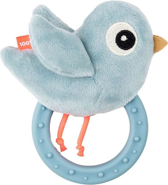 Rassel m. Beißring Birdee Blau