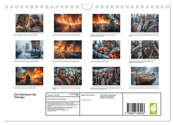 Produktbild: Die Abenteuer der Wikinger (Wandkalender 2026 DIN A4 quer), CALVENDO Monatskalender