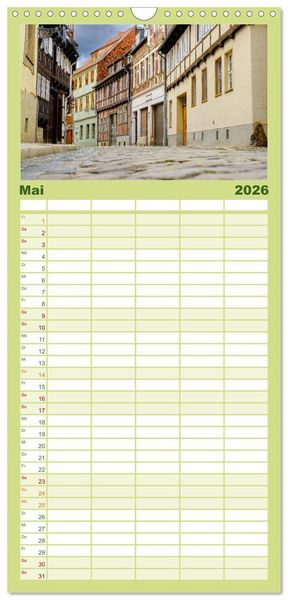 Produktbild: Familienplaner 2026 - Ein Blick auf Quedlinburg mit 5 Spalten (Wandkalender, 21 x 45 cm) CALVENDO