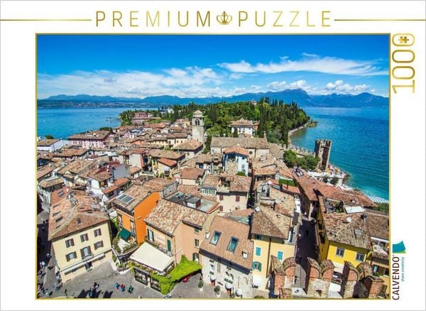 CALVENDO Puzzle Blick auf Sirmione und den südlichen Gardasee | 1000 Teile Lege-Größe 64x48cm Foto-Puzzle für glückliche Stunden