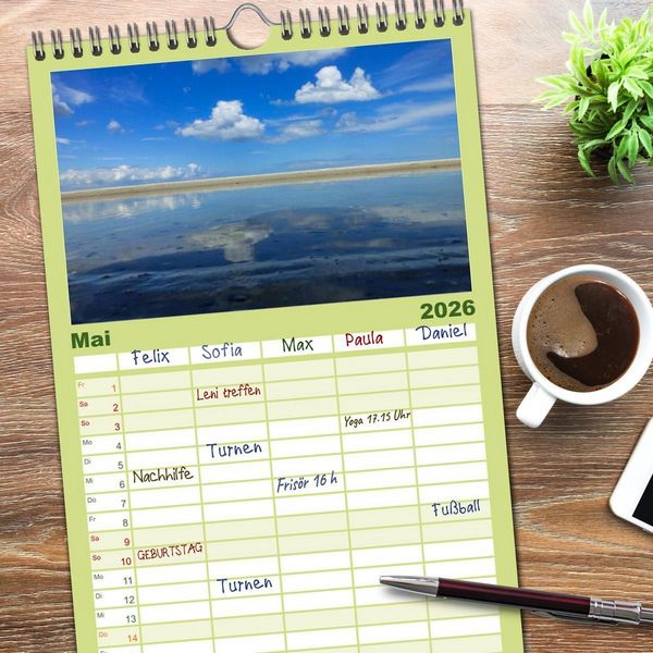 Produktbild: Familienplaner 2026 - Boltenhagen - Meer erleben mit 5 Spalten (Wandkalender, 21 x 45 cm) CALVENDO